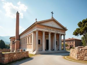 L'immagine mostra una lezione in un'aula di una scuola o un'università. Gli studenti sono seduti alle loro scrivanie e sono concentrati sui loro computer portatili. Le loro scrivanie sono organizzate in file, c'è un grande proiettore sospeso al soffitto e un grande schermo bianco al centro della stanza.

Al centro dell'immagine c'è un insegnante