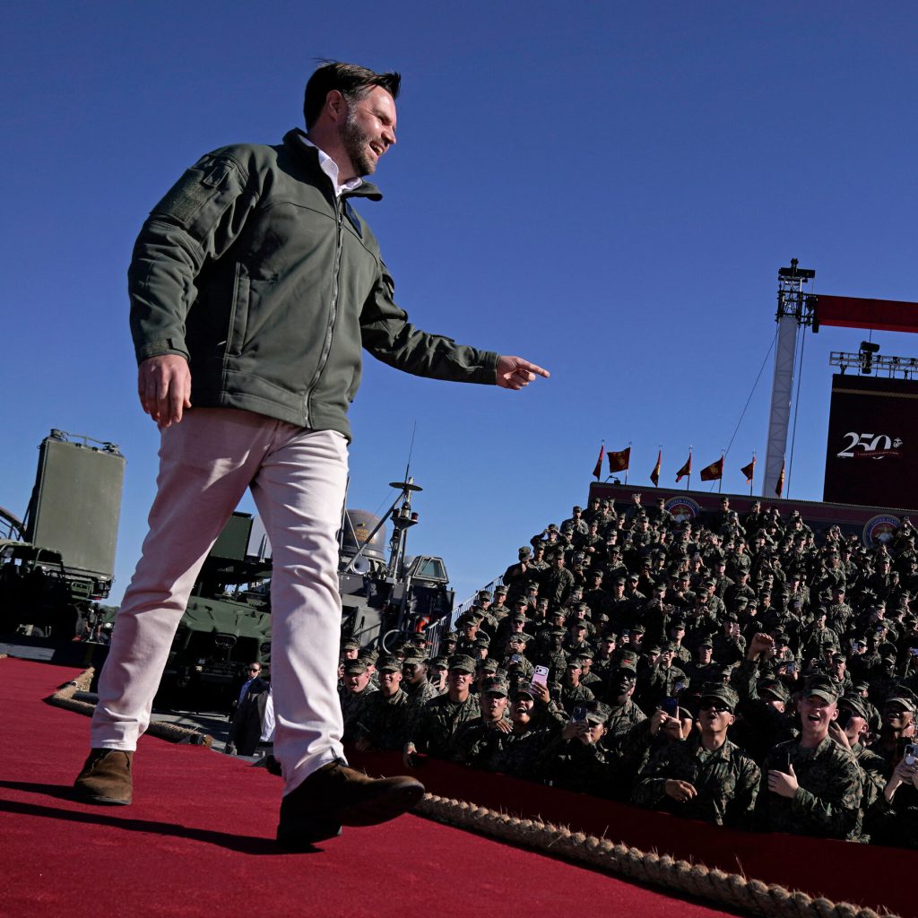 Vance Flexes the Marines’ Might as Thousands Protest Trump’s Agenda