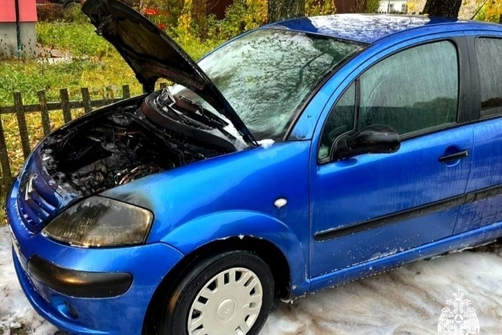 В Сафоновском районе огонь сильно повредил легковушку