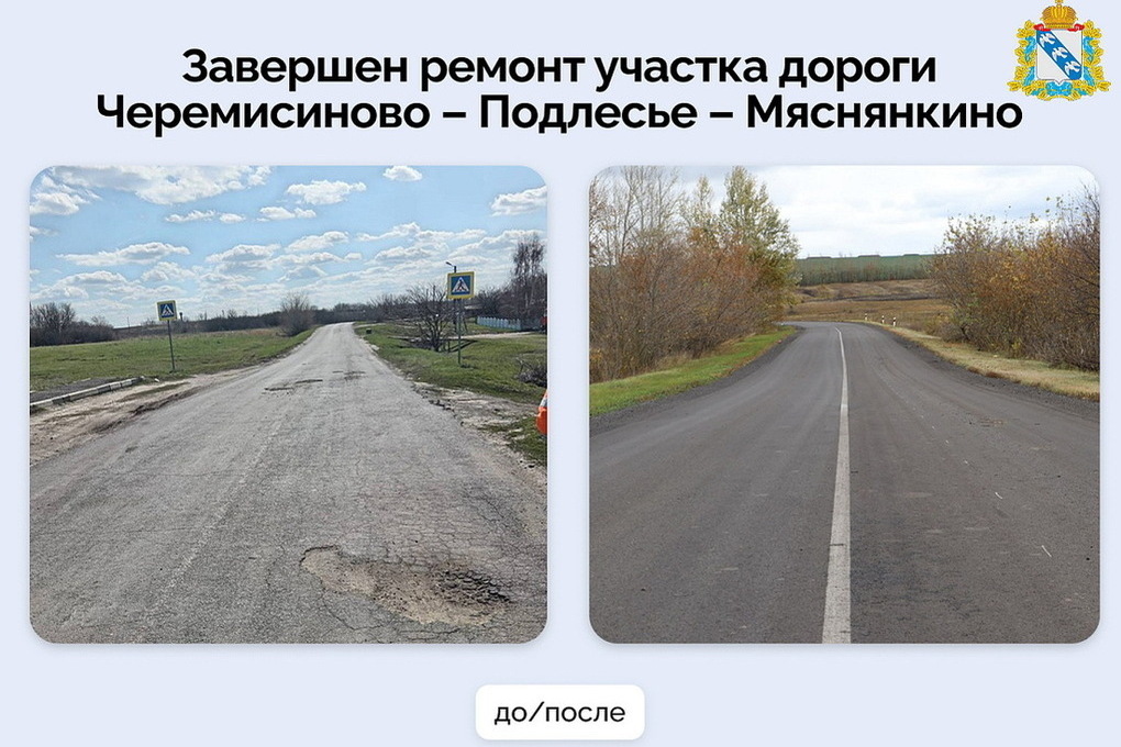 В Курской области завершили ремонт автодороги в Черемисиновском районе
