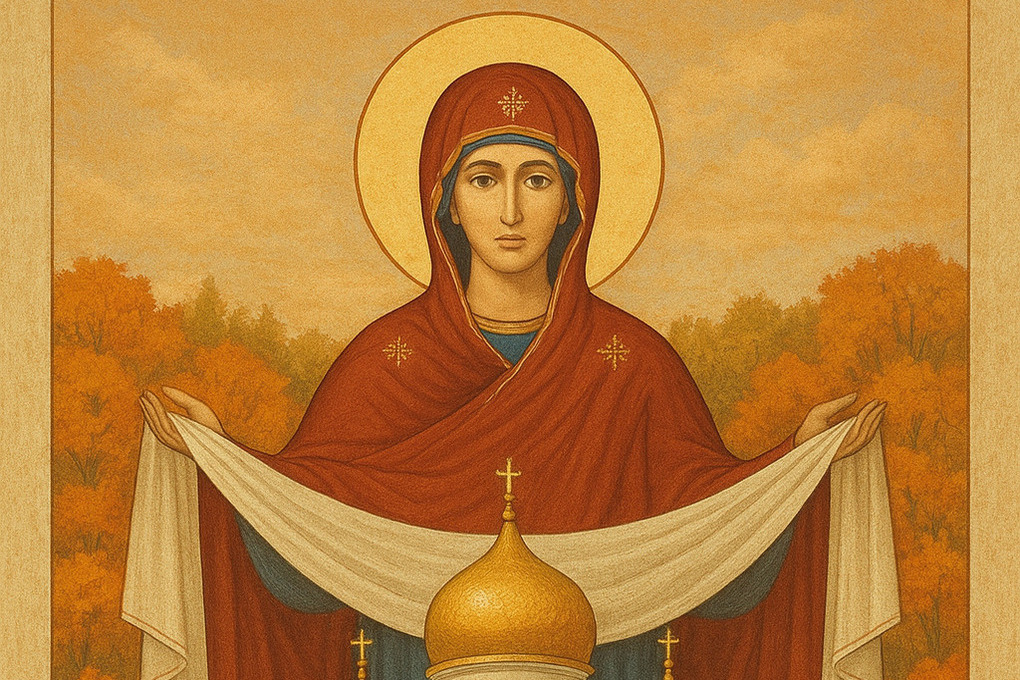 Открытка на Покров Пресвятой Богородицы