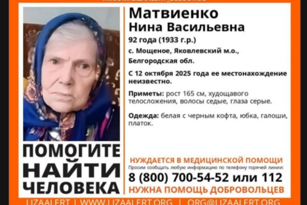 В Яковлевском округе пропала 92-летняя бабушка