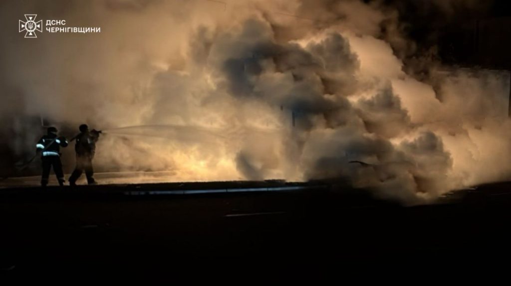 Infrastructure facility on fire in Chernihiv due to drone attack – photo