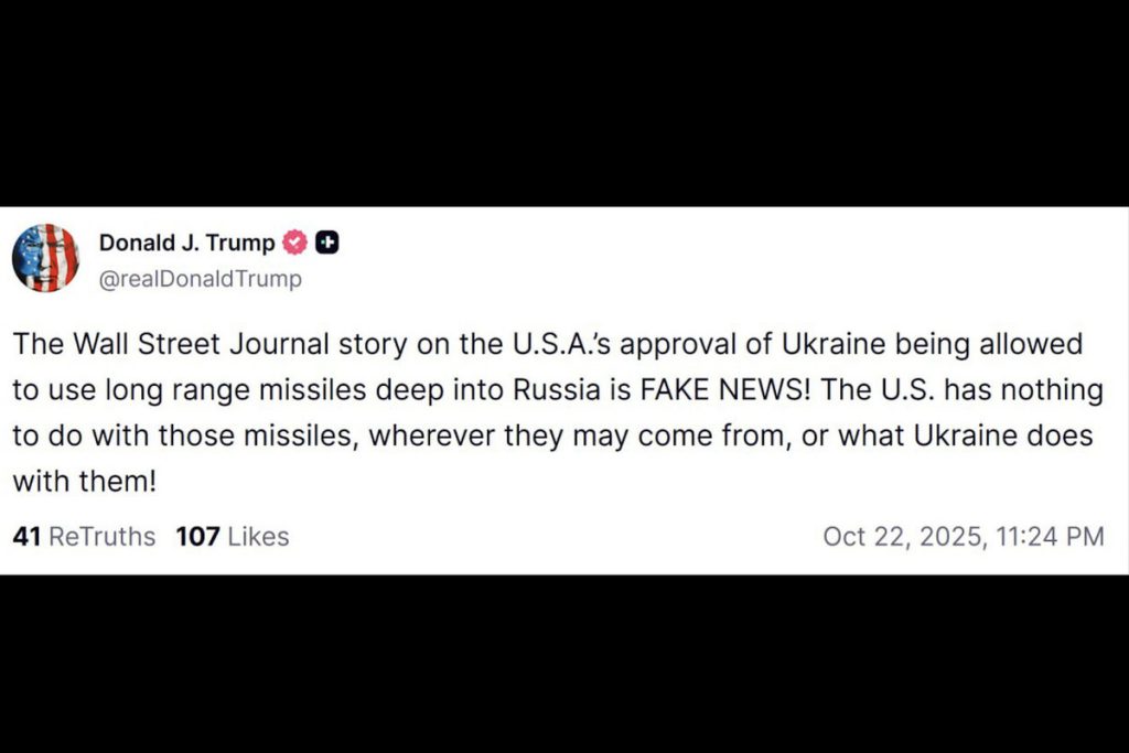 Trump smentisce le voci su un presunto via libera degli Stati Uniti per attacchi a lungo raggio contro la Russia da parte dell&#039;Ucraina
