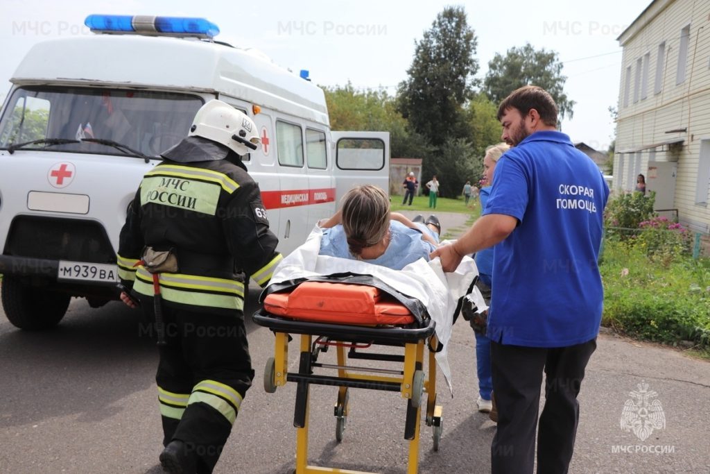 В Орле сотрудники МЧС помогли донести пожилую женщину до машины скорой помощи
