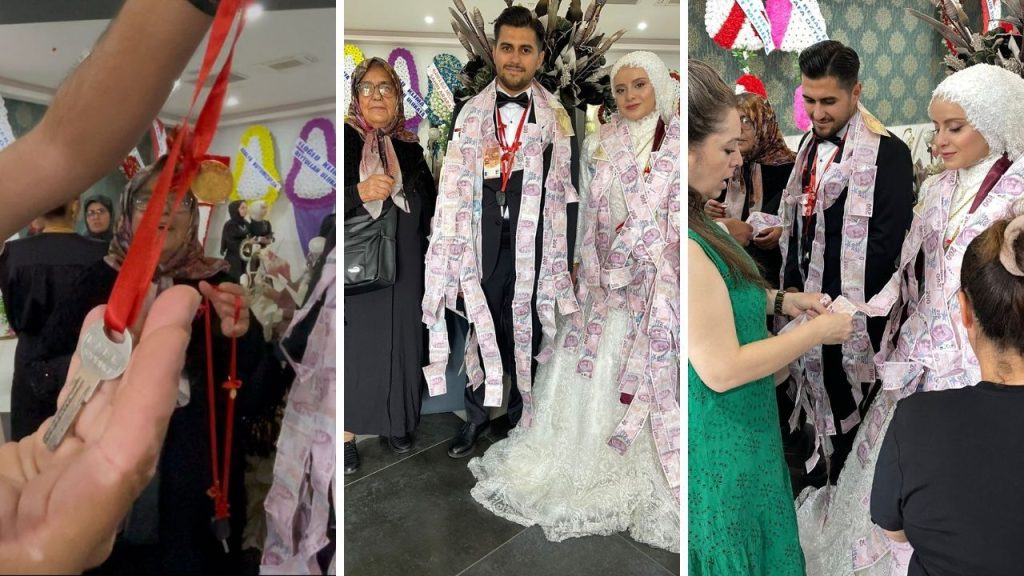 Antalya&#039;da düğün davetlileri şoke oldu! Damada takılanlar ağızları açık bıraktı: arsa, ev, araba...