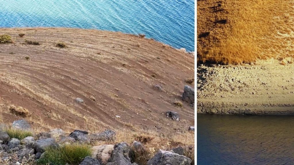 Crisi idrica a Hakkari: il lago della diga di Dilimli si sta prosciugando a causa della siccità e dell&#039;aumento dei consumi
