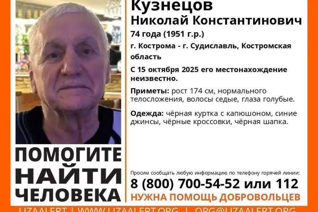 В Костромской области разыскивают 74-летнего пенсионера