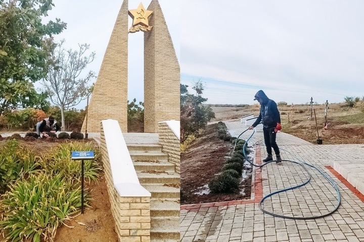 В Мелитополе провели озеленение мемориала на месте прорыва линии «Вотан»