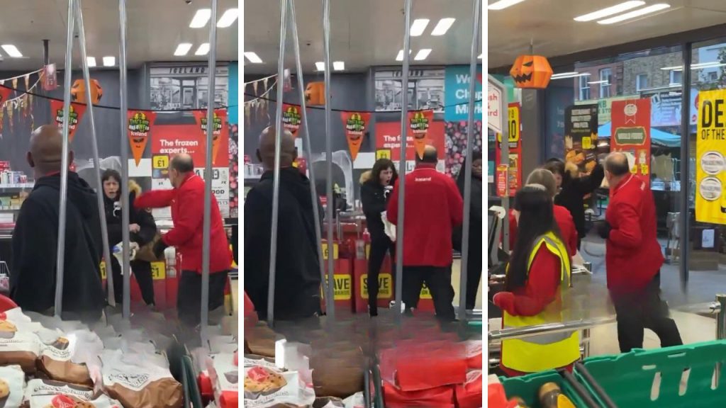 Londra&#039;da markette dehşet anları! Kadın müşteriye kırbaçla saldırdı