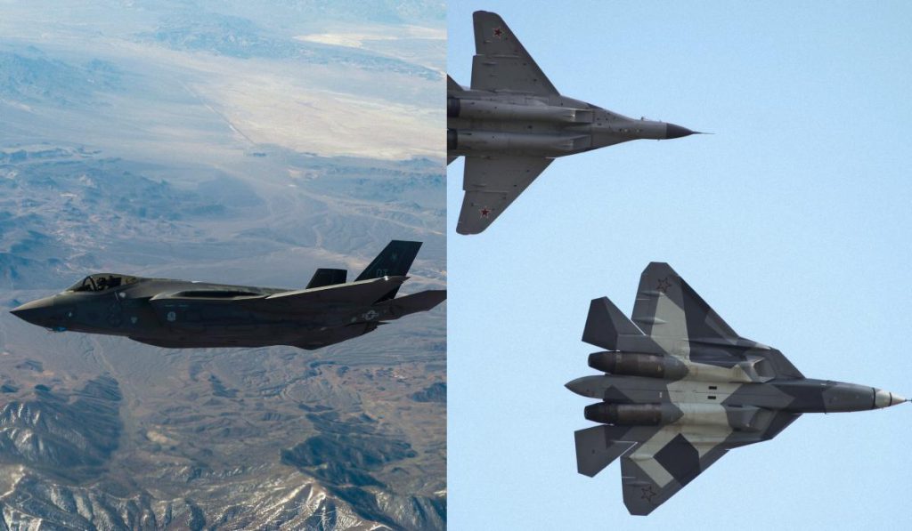 F‑35 e Su‑57E mostrati insieme a Dubai: incontro di aerei da combattimento di ultima generazione