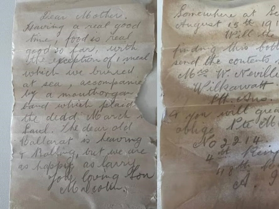 Il Mare Restituisce un Pezzo di Storia: le Lettere dei Soldati della Prima Guerra Mondiale Ritrovate dopo Cent&#039;anni