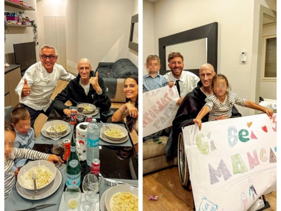 Polonara torna a casa dopo il trapianto: l&#039;abbraccio dei figli e i tortellini dello chef Barbieri