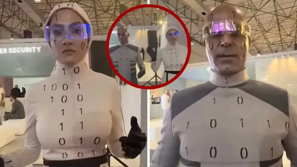 Robot umanoidi in costume al salone della tecnologia iraniano: scoperta sorprendente