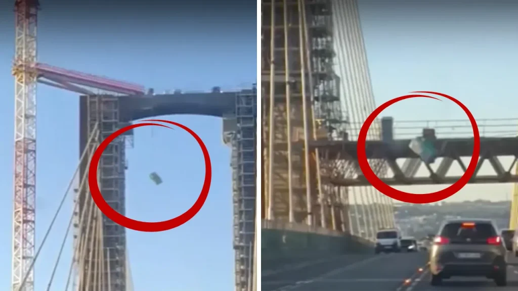 Cabina del bagno cade da diversi metri sul Ponte del Centenario di Siviglia: incidenti senza feriti ma con danni ai veicoli