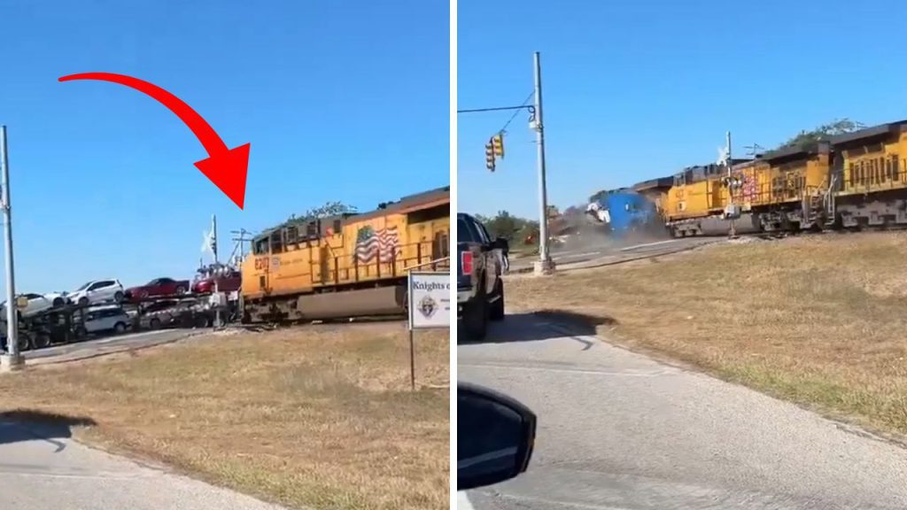 Incidente ferroviario nel Texas: collisione tra treno merci e autocarro carico di automobili, nessun ferito ma gravi danni e interrogativi sulla sicurezza dei trasporti